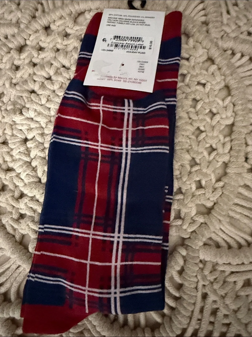 Club Room Red & Navy Plaid Crew Socks